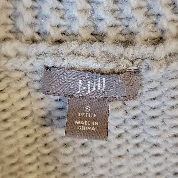 J. Jill Alpaca Blend Chunky Heavy Open Cardigan Sweater Shawl Collar Gray Sz S P - Picture 3 of 6
